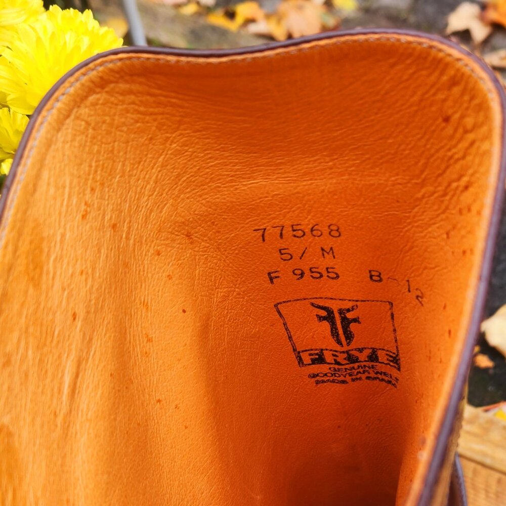 New Frye Dorado - B'ful shade of Brown Riding Boot Leather Tall  Sz 5/5.5 - Picture 5 of 10